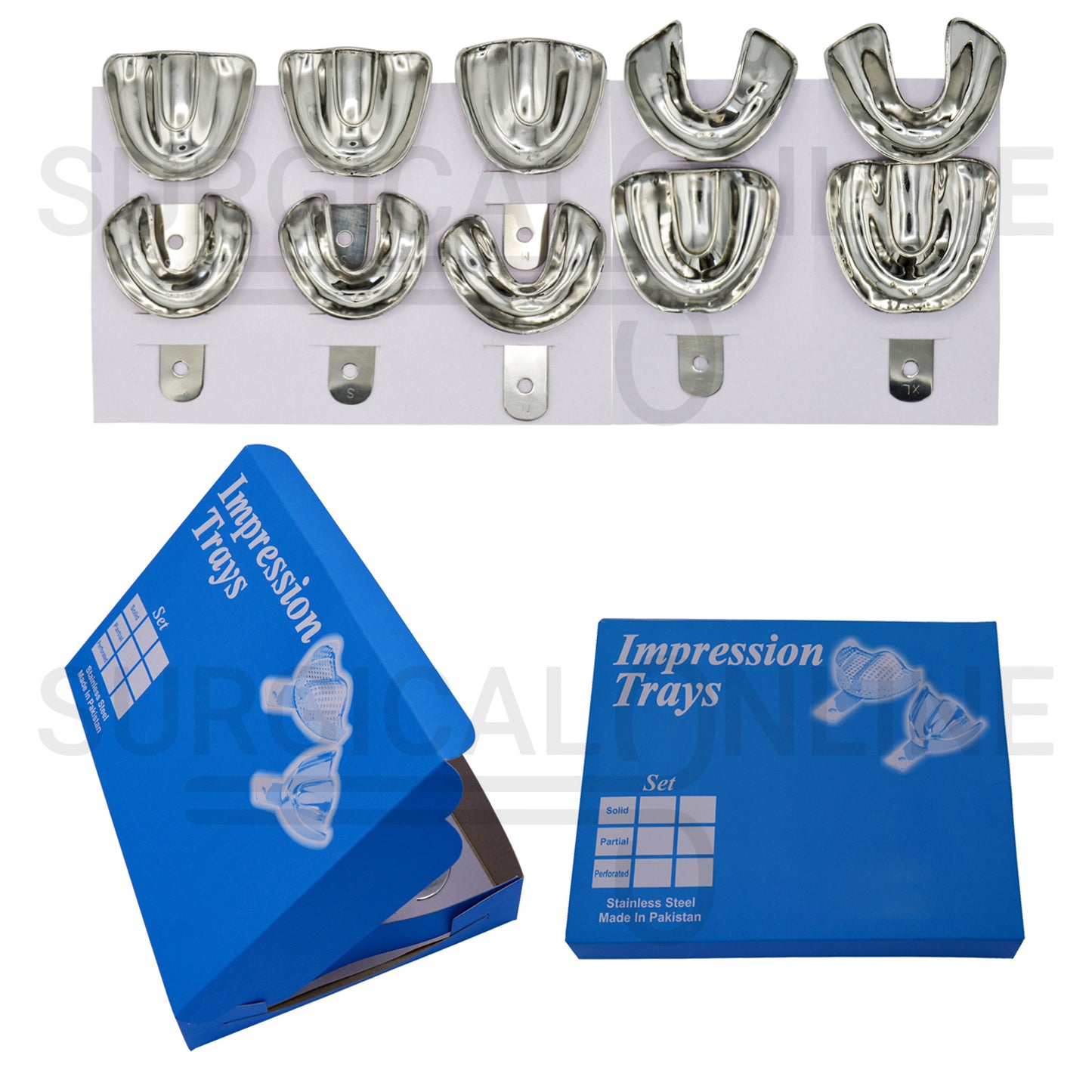 10 Edentulous Dental Impression Trays Solid
