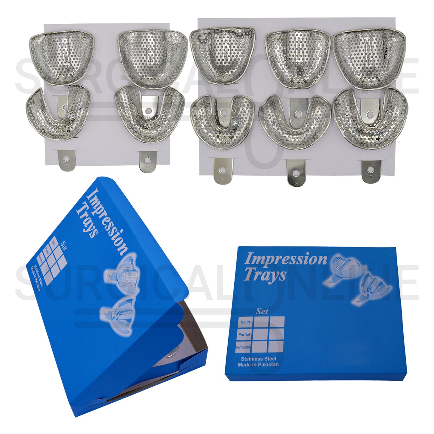 10 Edentulous Dental Impression Trays Perforated