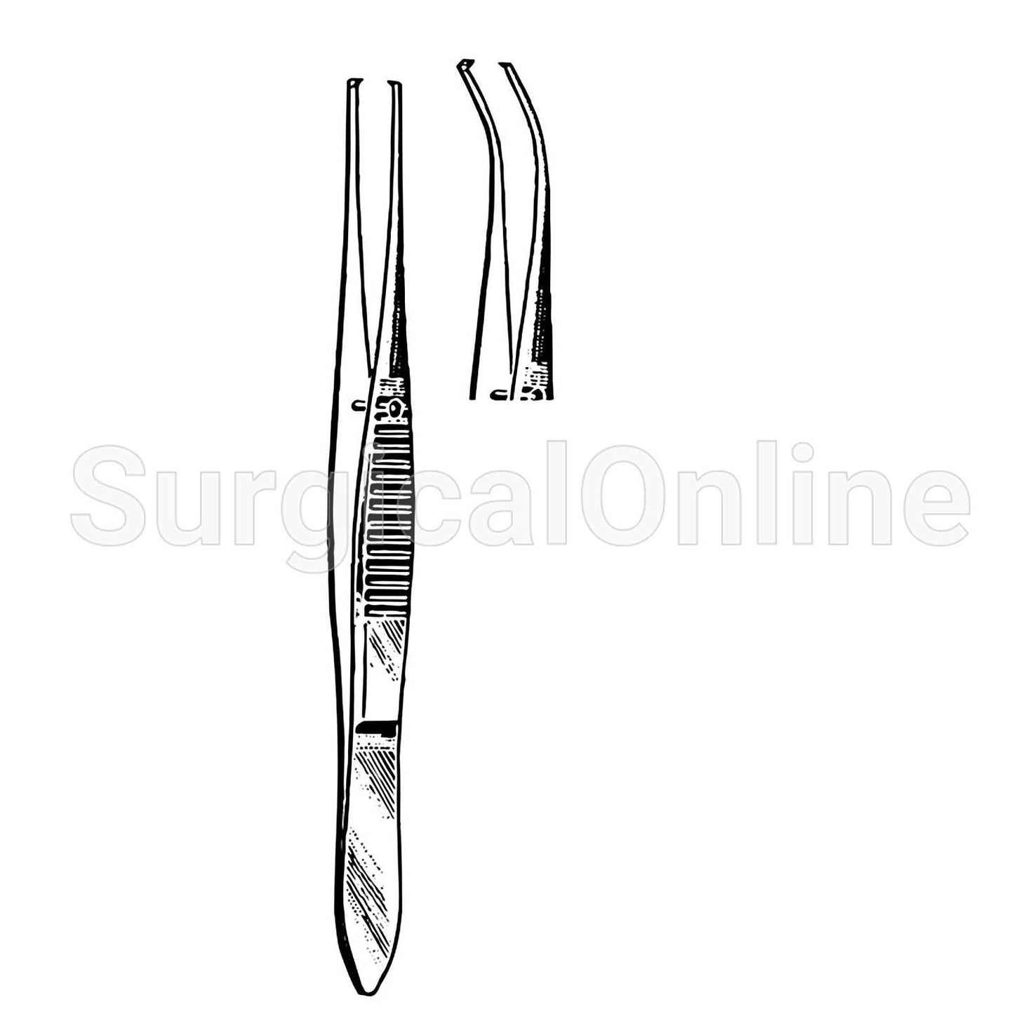 Iris Tissue Forceps With 1X2 Teeth Half Curved. 4.00"