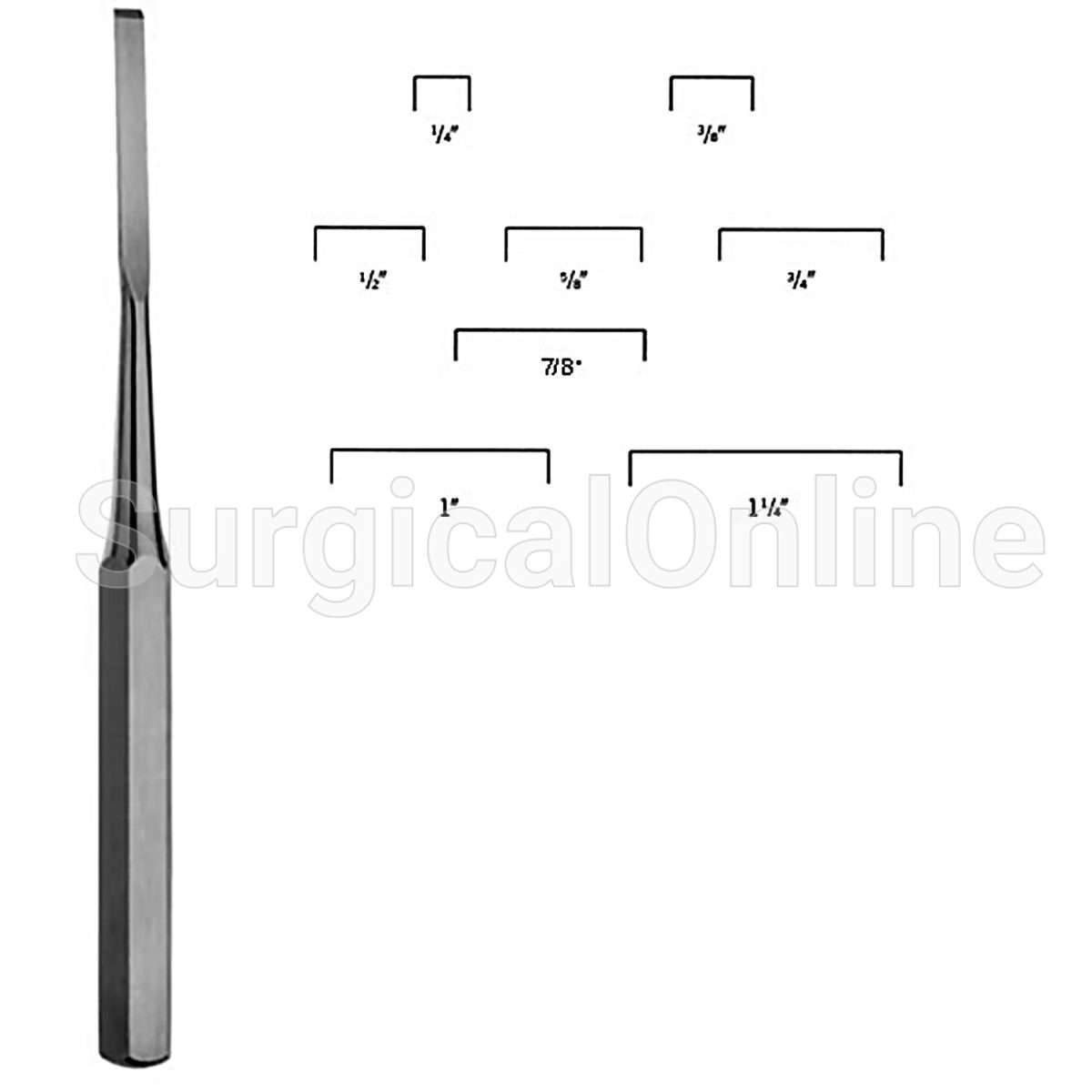Hibbs Chisel 9"(22.9cm) Straight 1/4"(0.64cm)