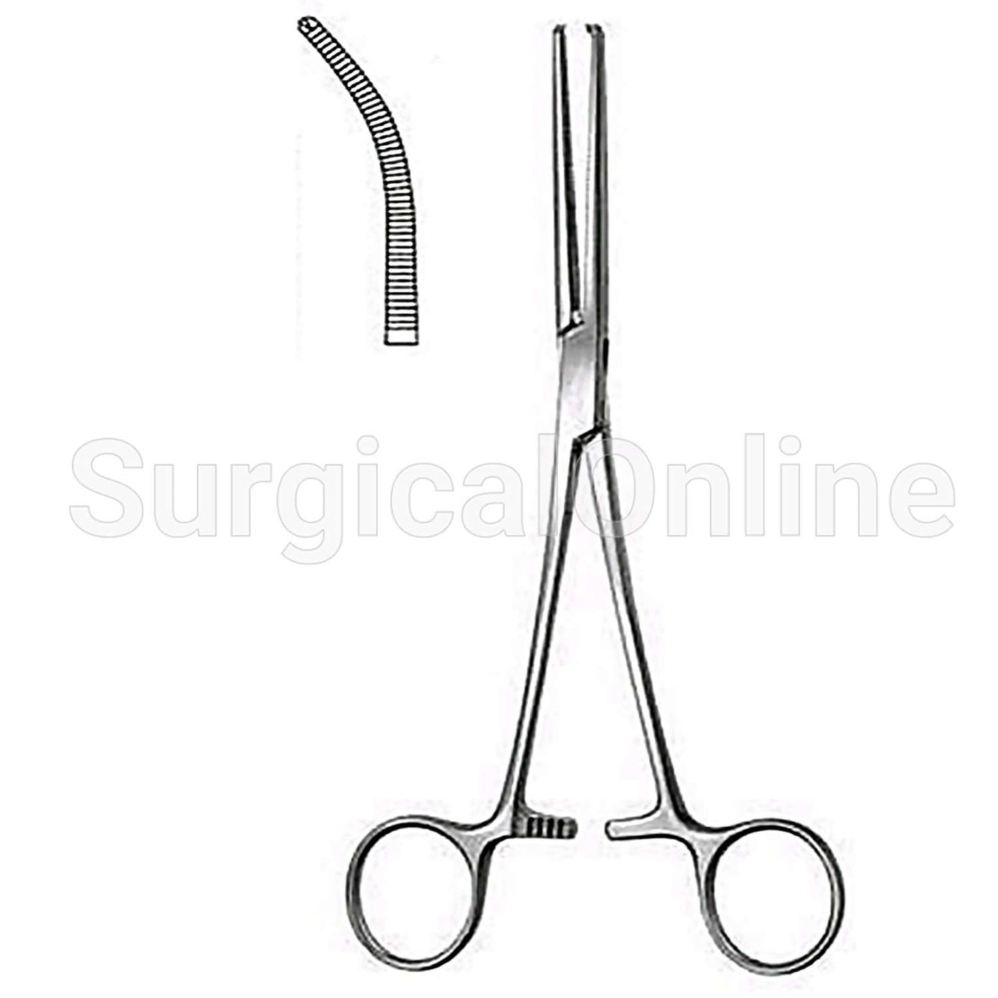 Rochester Ochsner Forceps, 1 X 2 Teeth Curved 8.00"
