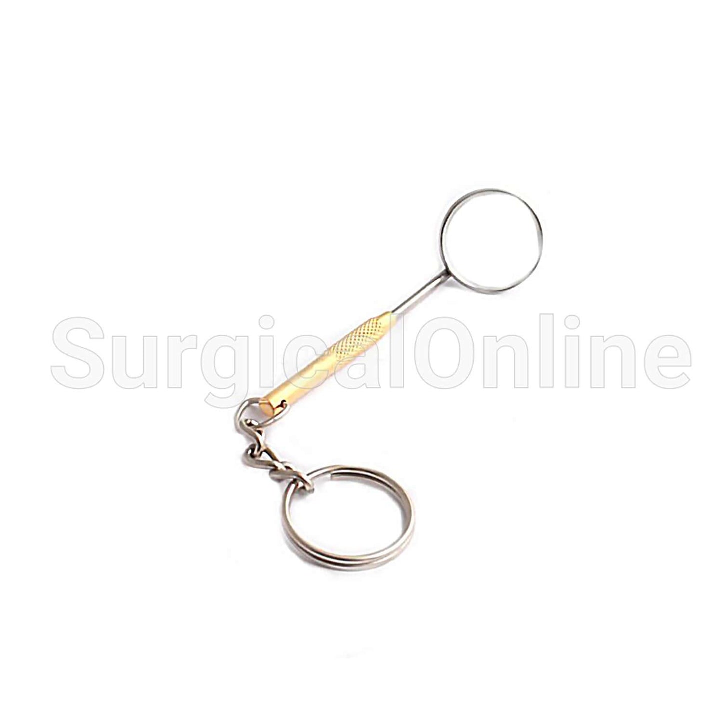 Gold Mirror Handle with Mirror Key Chain Surgical Dental