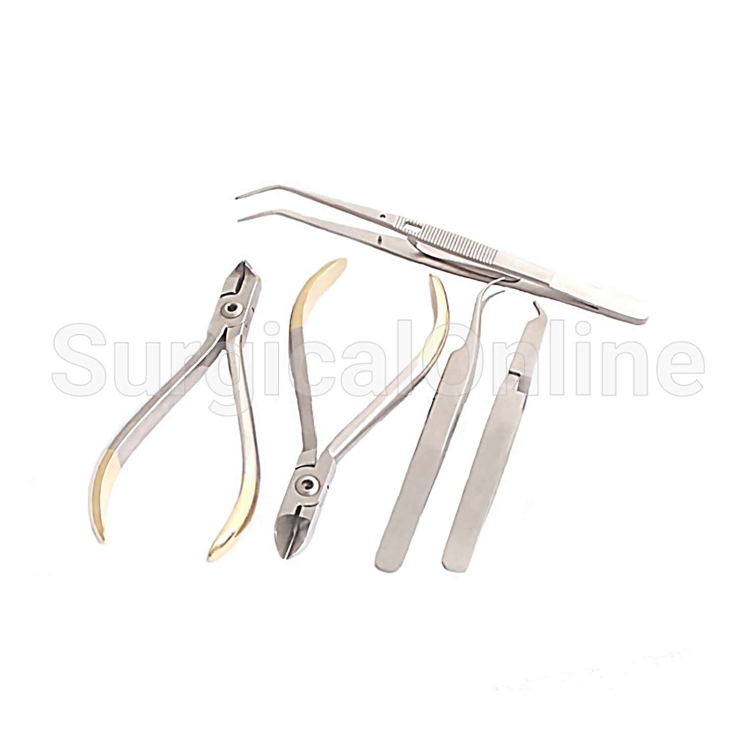 Ortho Kit of 5 Hard Wire Cutter Distal Cutter Bracket Holding Tweezer