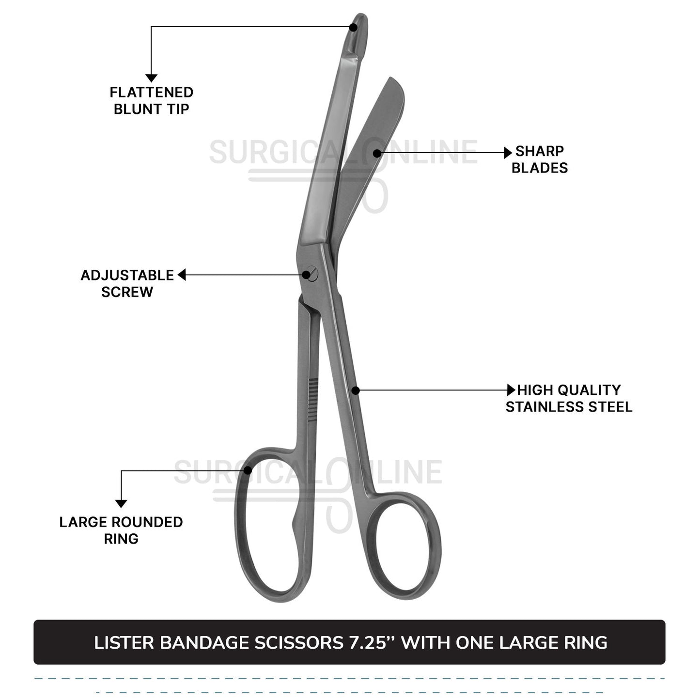 Lister Bandage Scissor 7.25" with One Large Ring