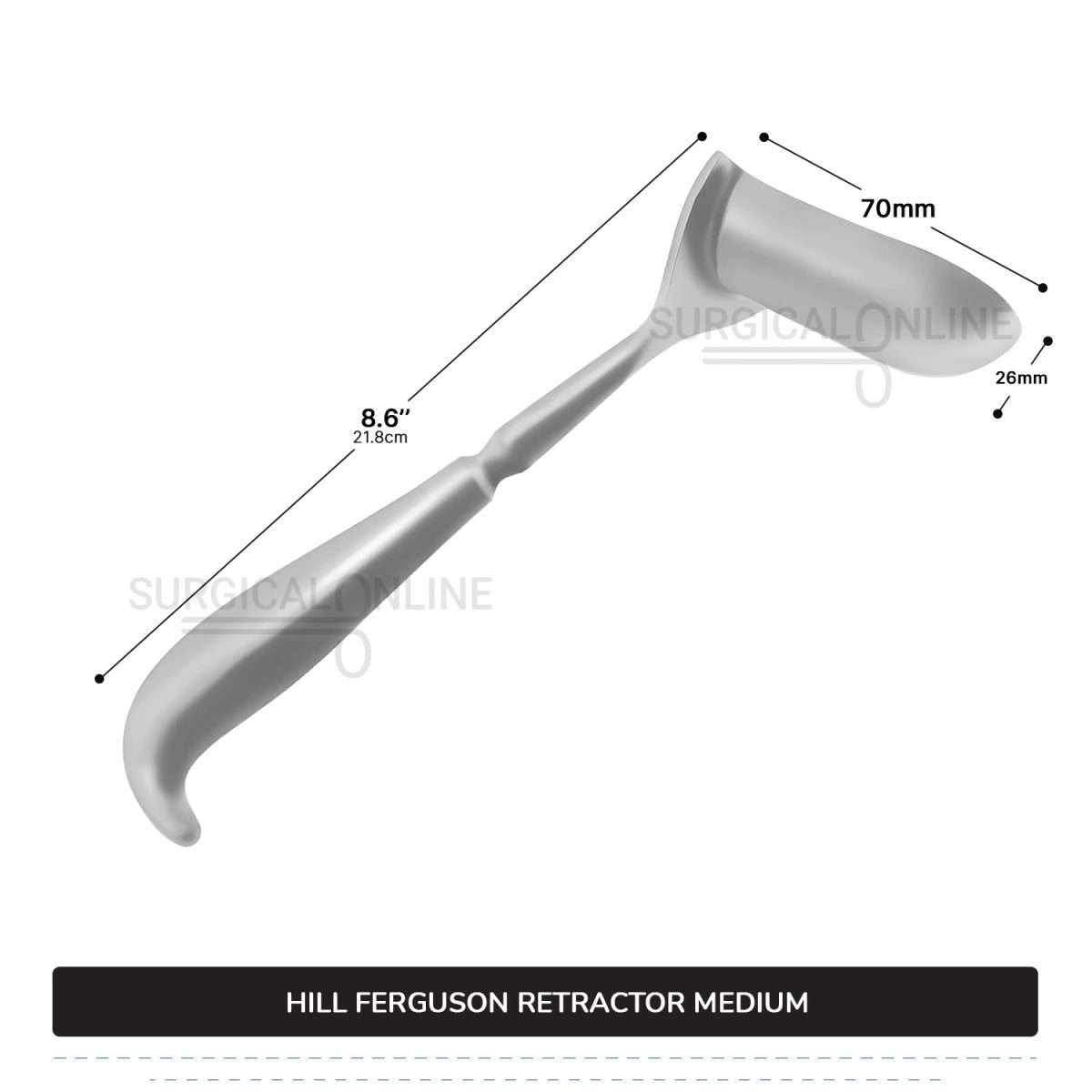Hill Ferguson Rectal Retractor Medium 8 3/5" (21.8cm) Long, 1" (2.6 cm) X 2 3/4" (7.0 cm) Blades Surgical Veterinary