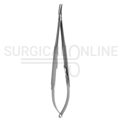 Castroviejo Needle Holder 7.00″ Curved Serrated Tip With Lock