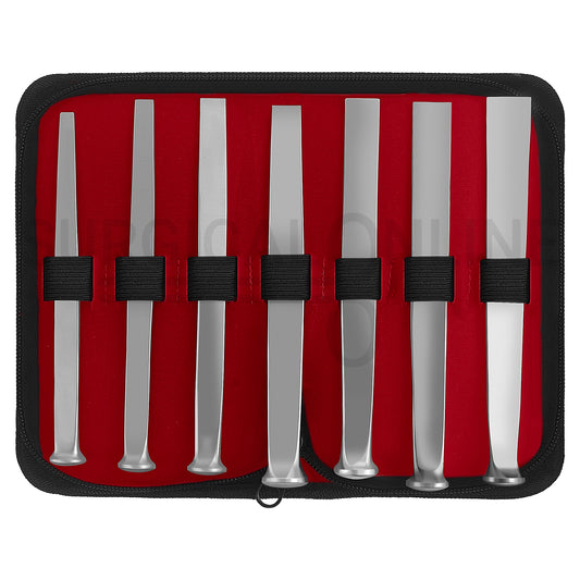 7 Pcs US Army Pattern Osteotome Straight 6mm – 18mm Set