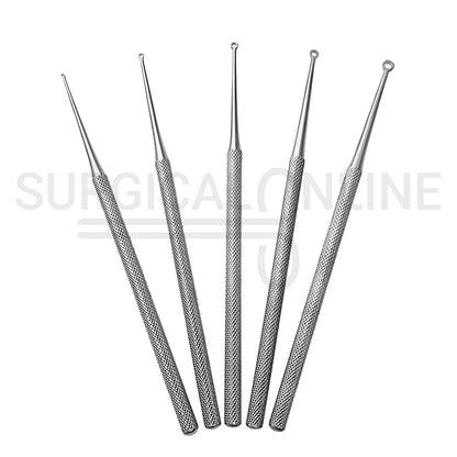 5 Pcs Buck Ear Curette 6.5″ Straight Sharp Blade #00, #0, #1, #2 & #3 Set
