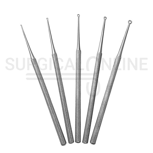 5 Pcs Buck Ear Curette 6.5″ Straight Sharp Blade #00, #0, #1, #2 & #3 Set
