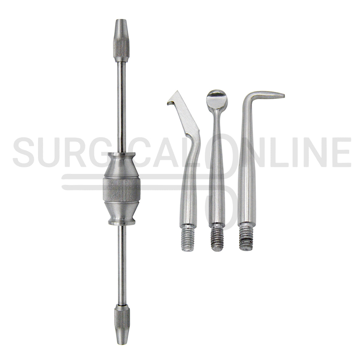 Manual Crown Remover 7.5″ Double Ended With 3 Attachment Tips Set