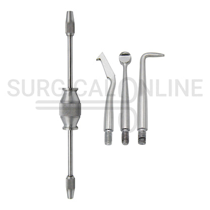 Manual Crown Remover 7.5″ Double Ended With 3 Attachment Tips Set