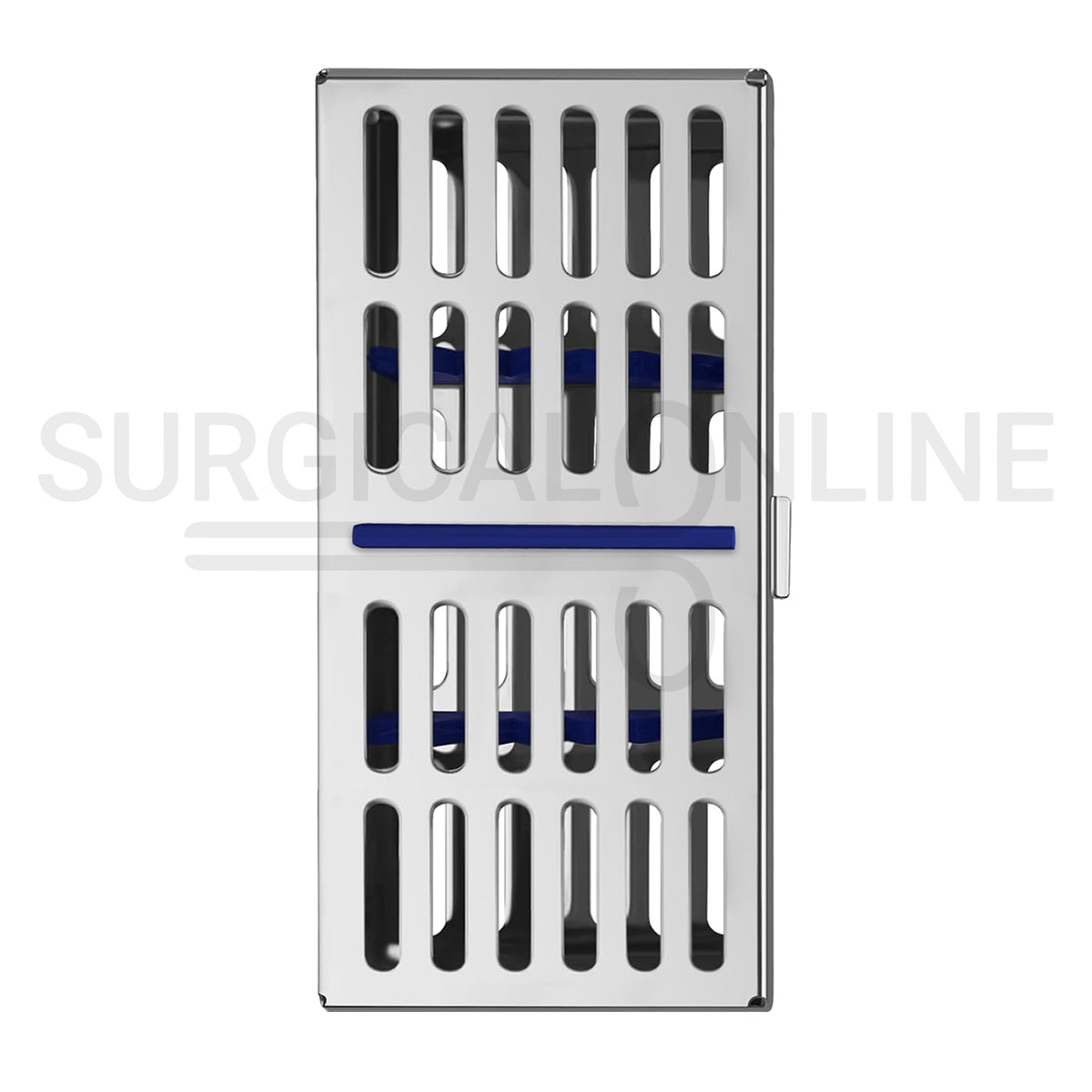 7 Instruments Sterilization Cassette Tray 7.25″ x 3.25″ W/Rubber Inserts
