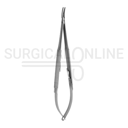 Castroviejo Needle Holder 5.5″ Curved Serrated Tip With Lock
