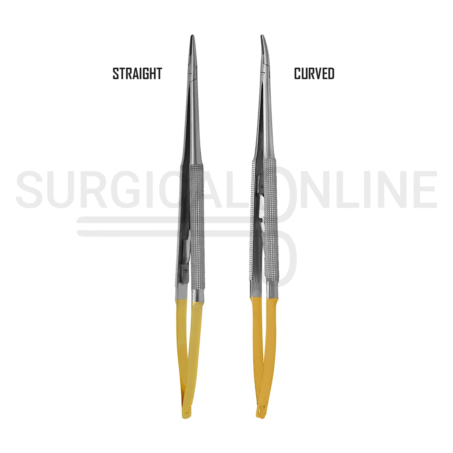 2 Pcs TC Castroviejo Needle Holder 5.5″ Straight & Curved Set