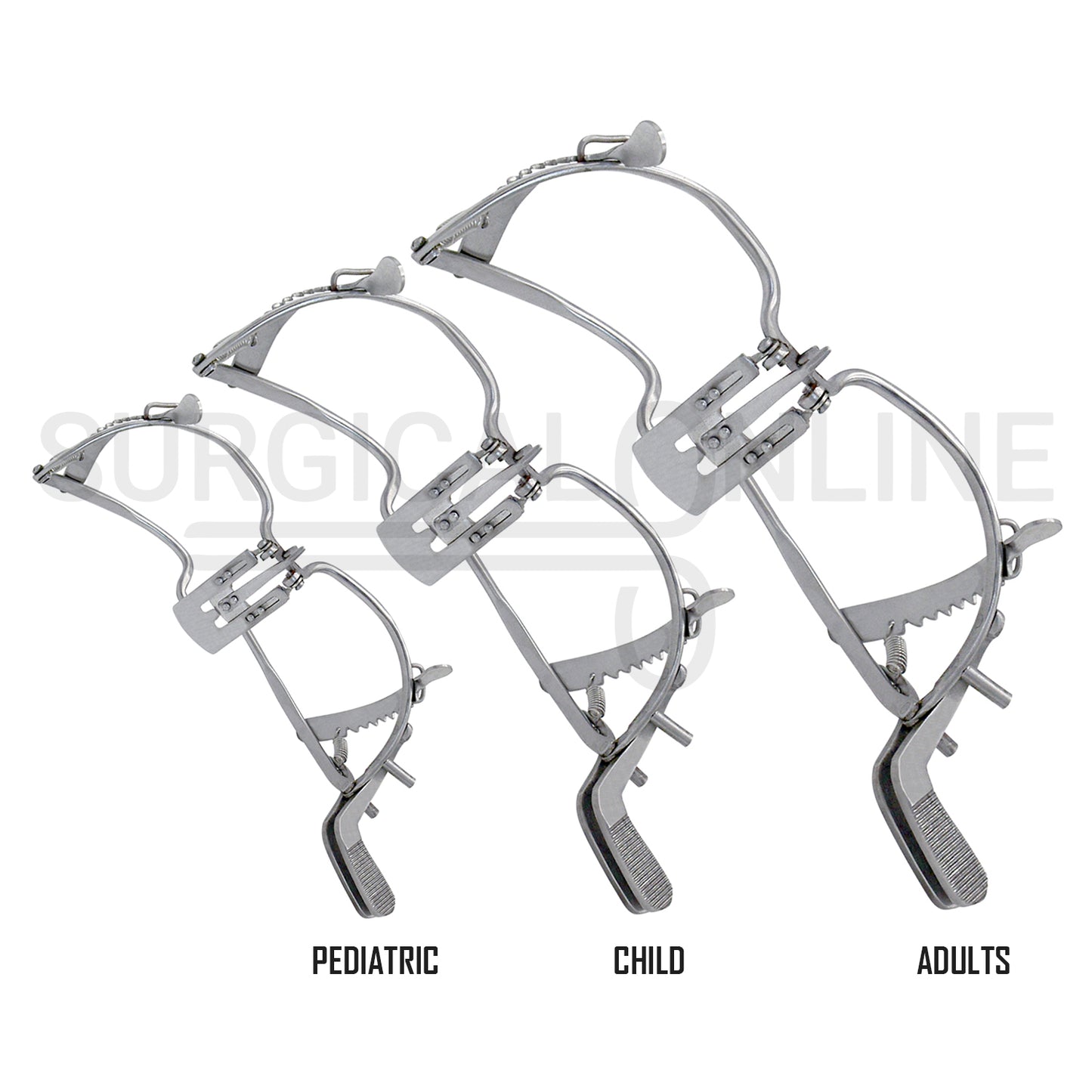 3 Pcs Whitehead Mouth Gag With Tongue Depressor 11cm, 13cm & 15cm Set
