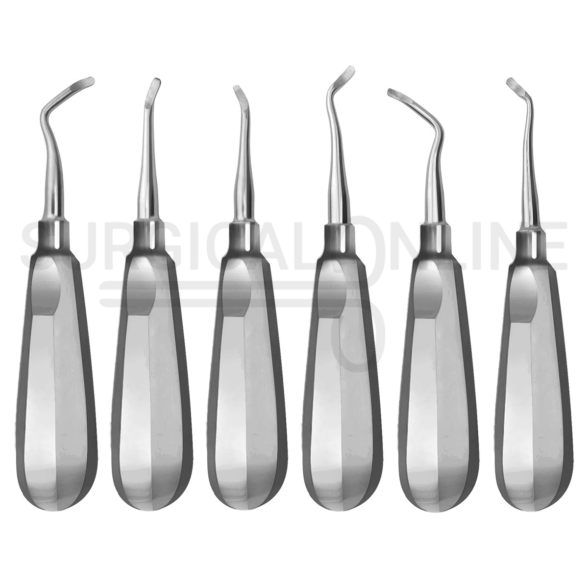 6 Pcs Miller Dental Elevators East, West, Right & Left Rounded Blade Set