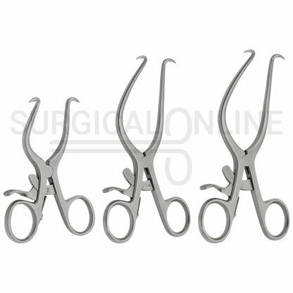 3 Pcs Gelpi Retractor With Grip Lock 3.50" 5.50" 6.50" Set