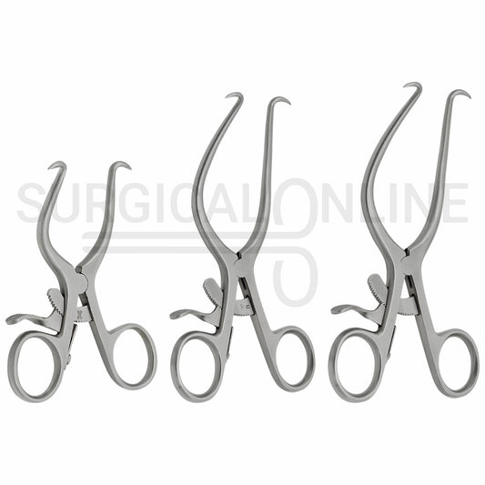 3 Pcs Gelpi Retractor With Grip Lock 3.50" 5.50" 6.50" Set
