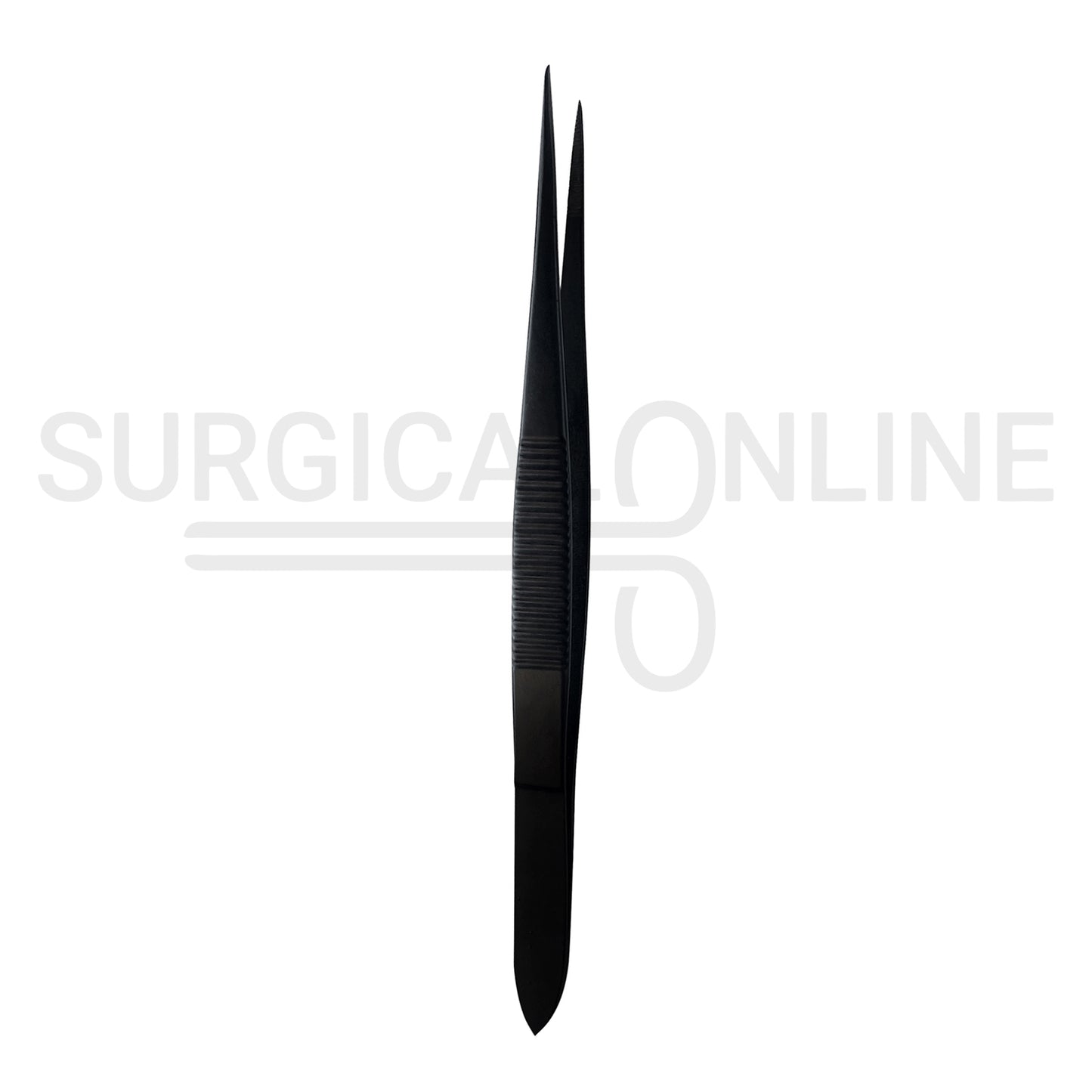 Splinter Forceps Black 4.50" Fine Point Serrated Tips