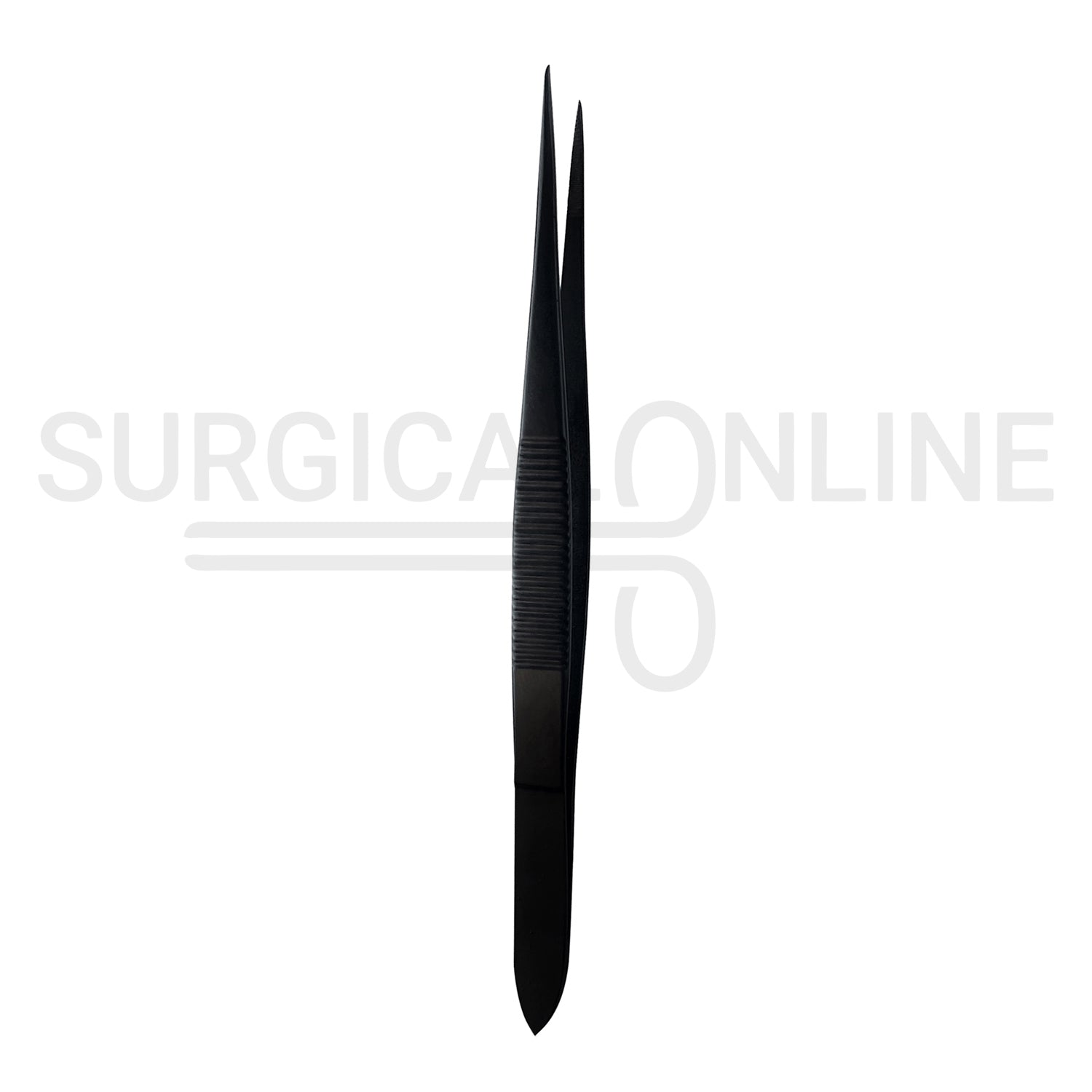 Splinter Forceps Black 4.50" Fine Point Serrated Tips