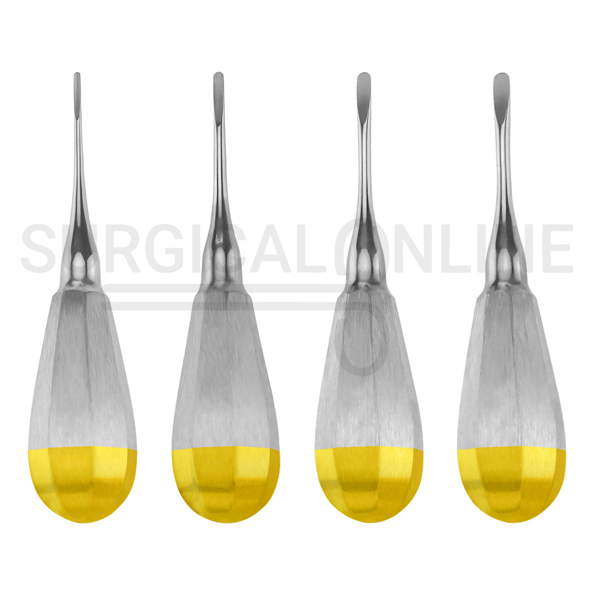 4 Pcs Luxating Elevator 2, 3, 4 & 5mm Straight Tip 5″ Half Gold Handle Set