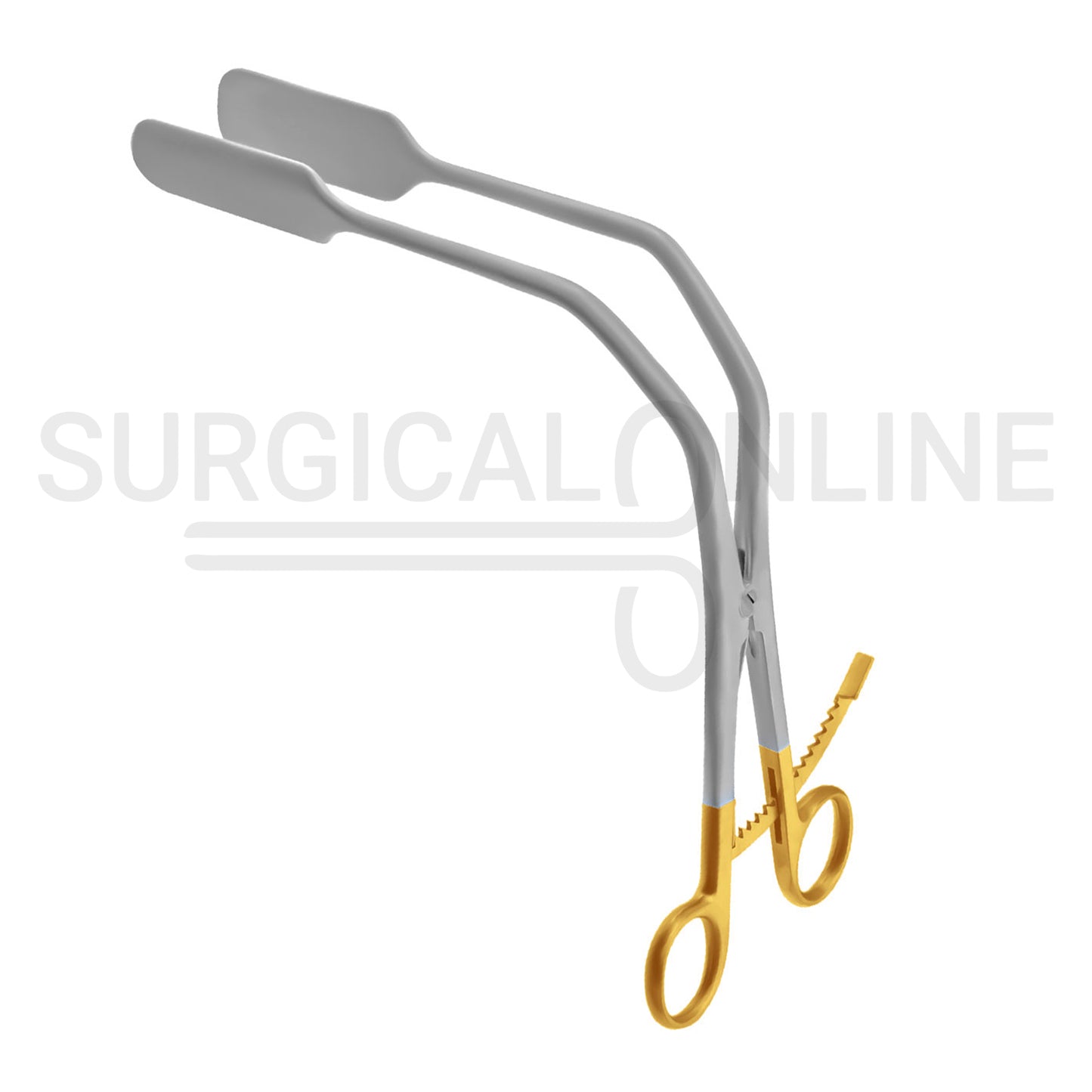Lateral Vaginal Retractor 8.25″ Extra Long Ratchet Gold Handles