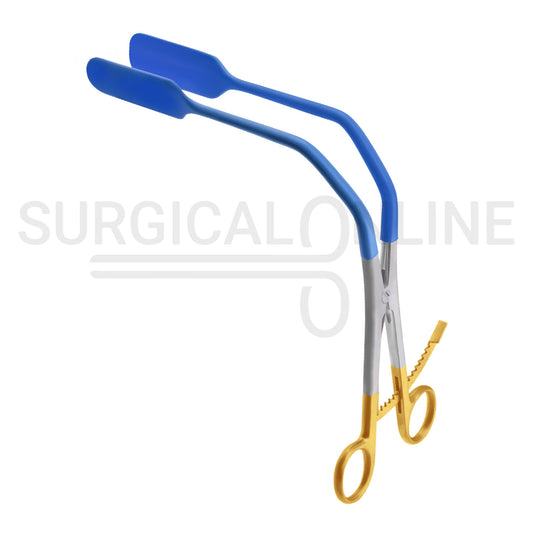 Lateral Vaginal Retractor 8.25″ Blue PVC Coated Tips With Gold Handles