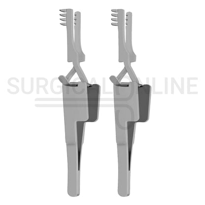 2 Pcs Automatic (Cross Action) Skin Retractor 4" Sharp & Blunt Set