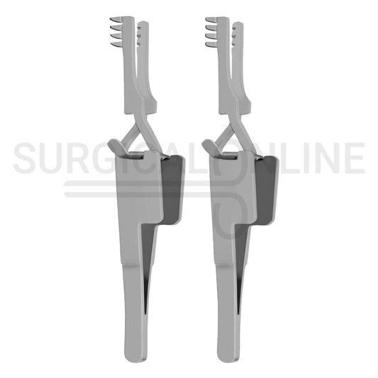 2 Pcs Automatic (Cross Action) Skin Retractor 4" Sharp & Blunt Set
