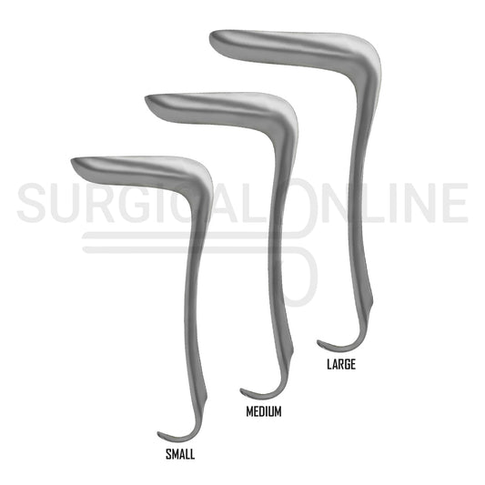 3 Pcs Sims Vaginal Speculum Single-Ended Small, Medium & Large Set
