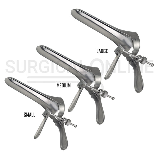 3 Pcs Cusco Vaginal Speculum S, M & L Set With Side Screw