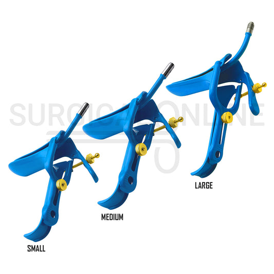 3 Pcs LLETZ LEEP Graves Vaginal Speculum Blue Coated S, M & L Set