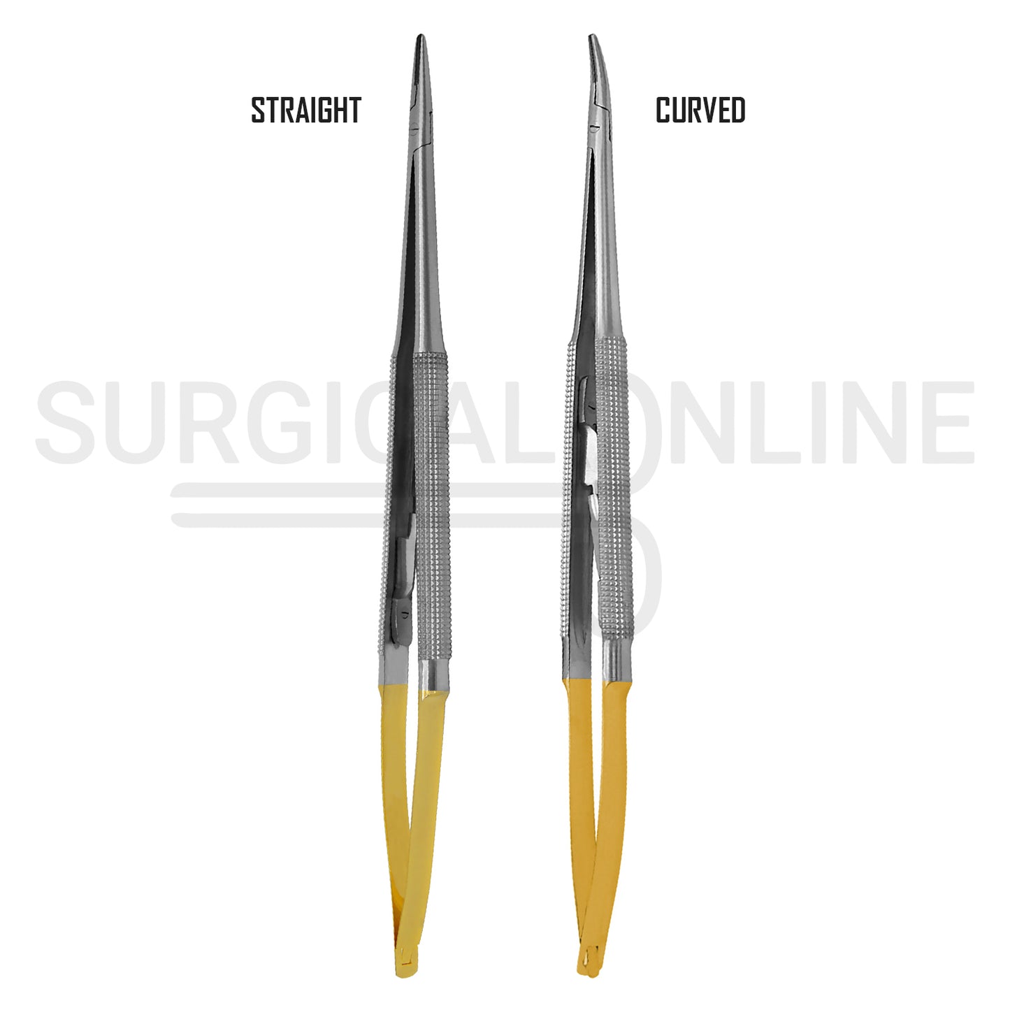 2 Pcs TC Castroviejo Needle Holder 7″ Straight & Curved Set