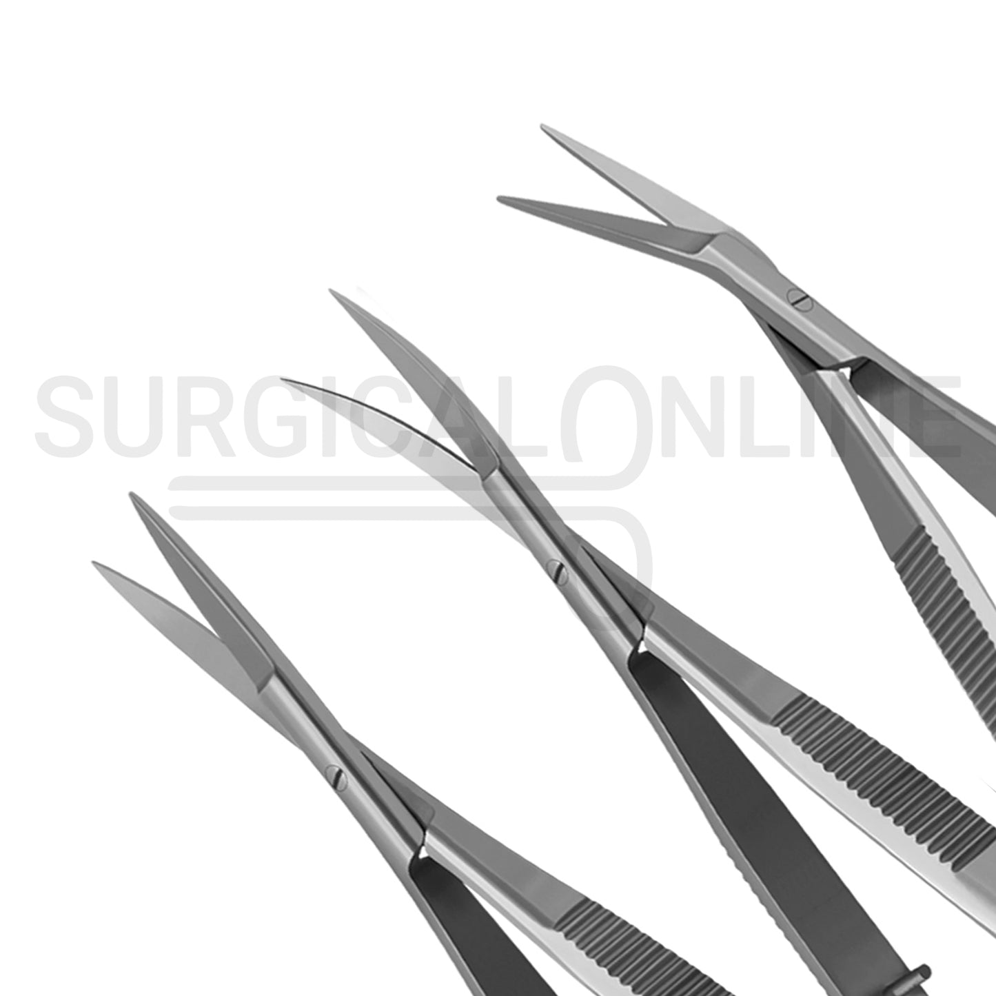 3 Pcs Castroviejo Micro Iris Scissors 4.5″ Straight, Curved, Angled Set