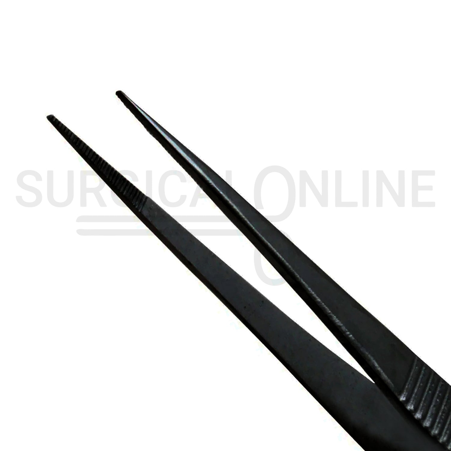 Splinter Forceps Black 4.50" Fine Point Serrated Tips