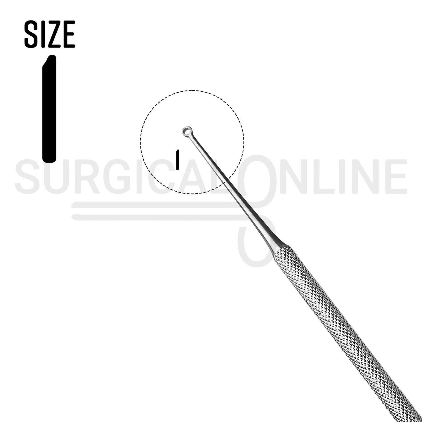 Buck Ear Curette 6.5″ Straight Sharp Blade #1
