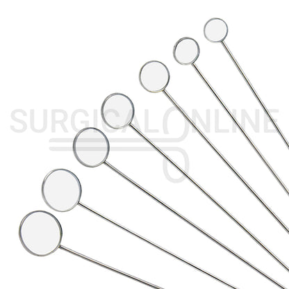 7 Pcs Laryngeal Mirrors #0–#6 Angled Mirror With Long Grip Handle Set