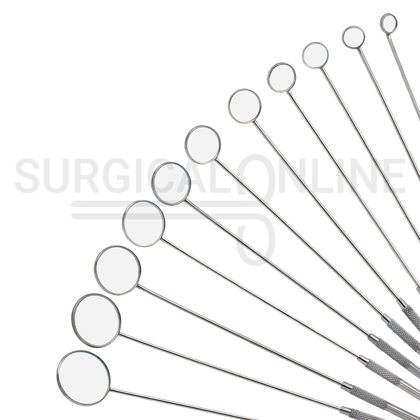 11 Pcs Laryngeal Mirrors #000–#8 Angled Mirror With Long Grip Handle Set