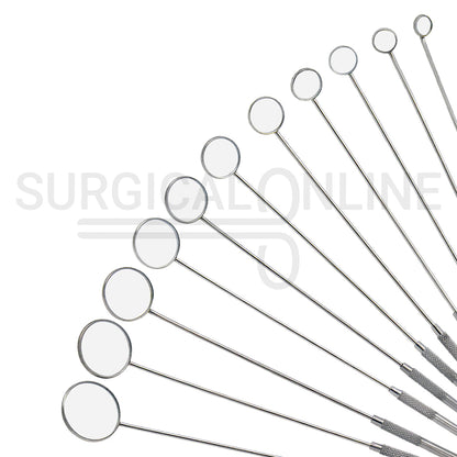 11 Pcs Laryngeal Mirrors #000–#8 Angled Mirror With Long Grip Handle Set