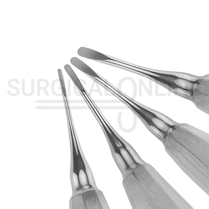 4 Pcs Luxating Elevator 2, 3, 4 & 5mm Straight Tip 5″ Half Gold Handle Set