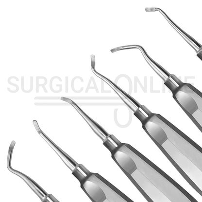 6 Pcs Miller Dental Elevators East, West, Right & Left Rounded Blade Set