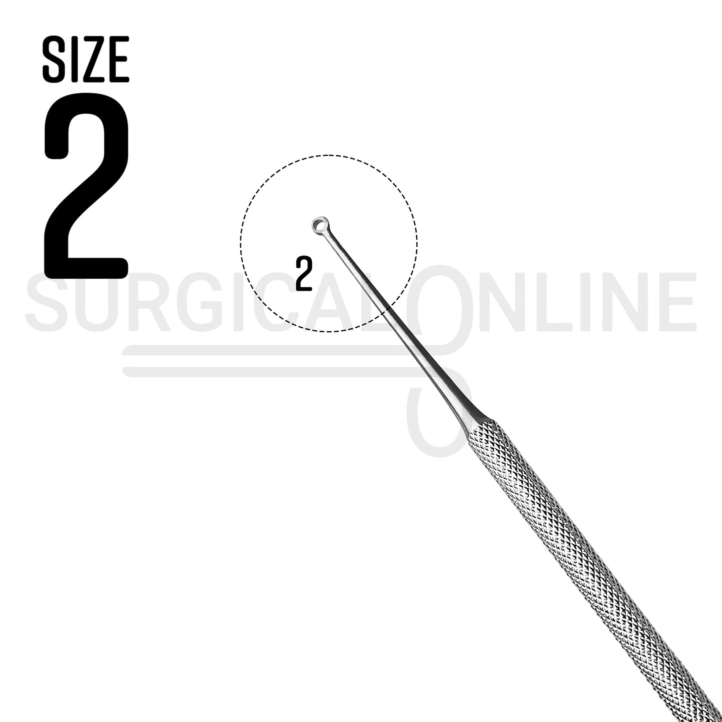 Buck Ear Curette 6.5″ Straight Blunt Blade #2