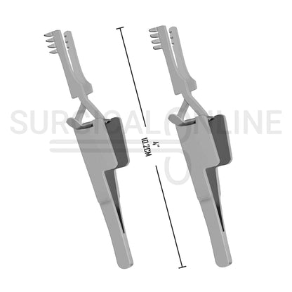 2 Pcs Automatic (Cross Action) Skin Retractor 4" Sharp & Blunt Set