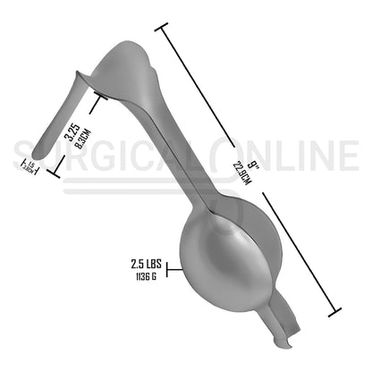 Auvard Weighted Vaginal Speculum 9" 2.5Lbs (1136 G), Slightly Angled 75°