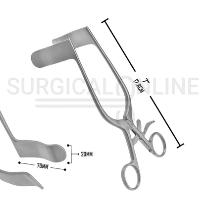 Rigby Vaginal Retractor 7" Long, 7/9" x 2 3/4" Blades With Grip Lock Handle