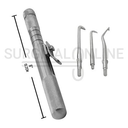 Semi-Automatic Crown Remover Gun 6″ With 3 Attachment Tips Set