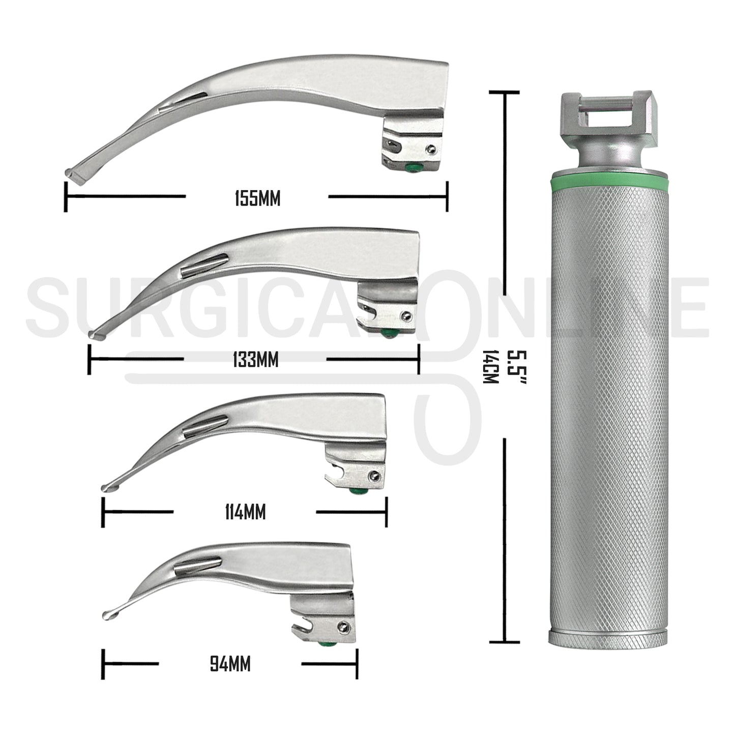 Fiber Optic Laryngoscope Macintosh 4 Blades & 1 Handle Set
