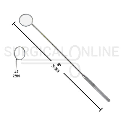 Laryngeal Mirror #4 22mm Angled Mirror With Grip Handle 8"