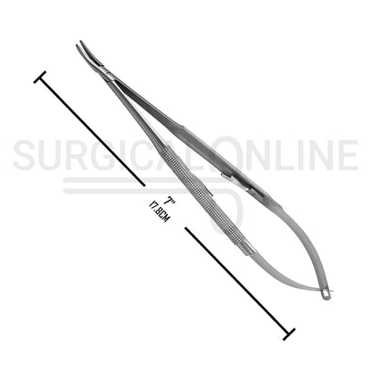 Castroviejo Needle Holder 7.00″ Curved Serrated Tip With Lock