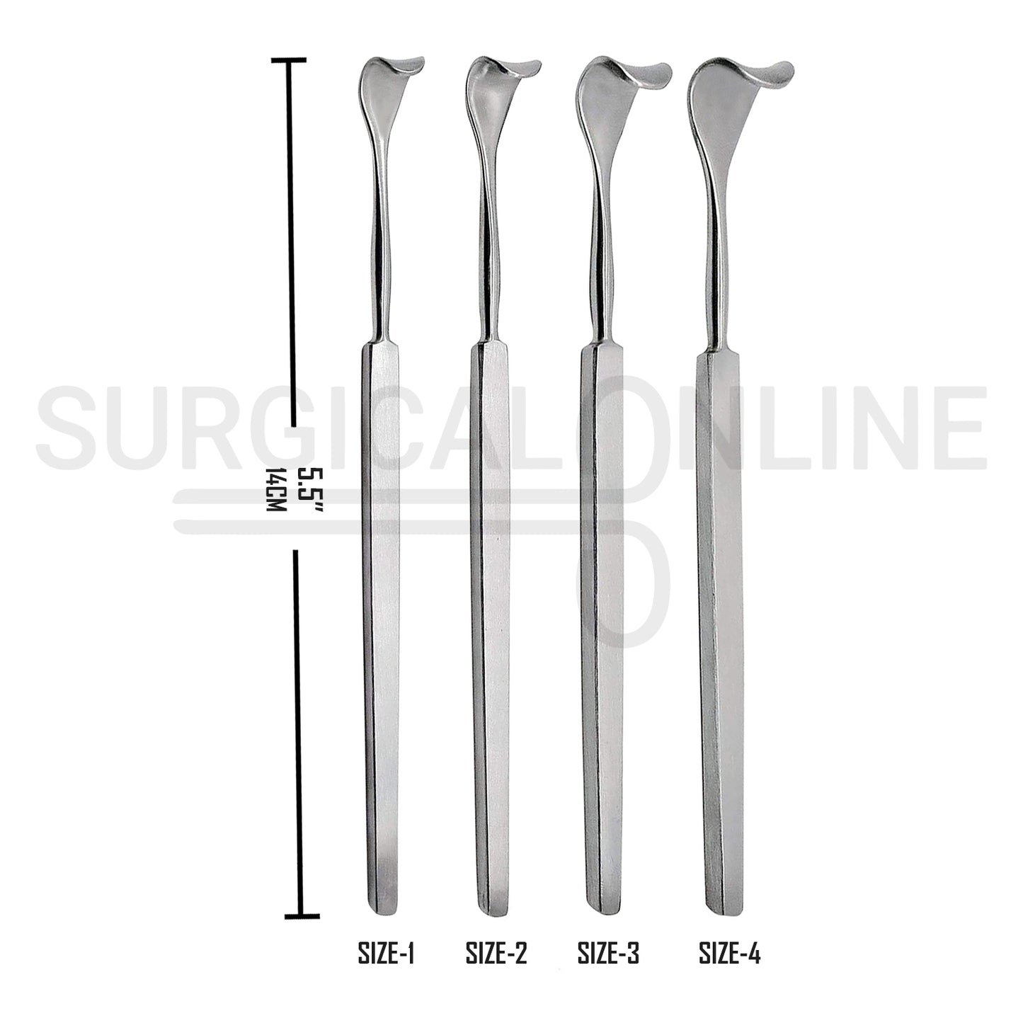 4 Pcs Desmarres Eyelid Retractor 5.5″ Size-1, 2, 3, & 4 Set